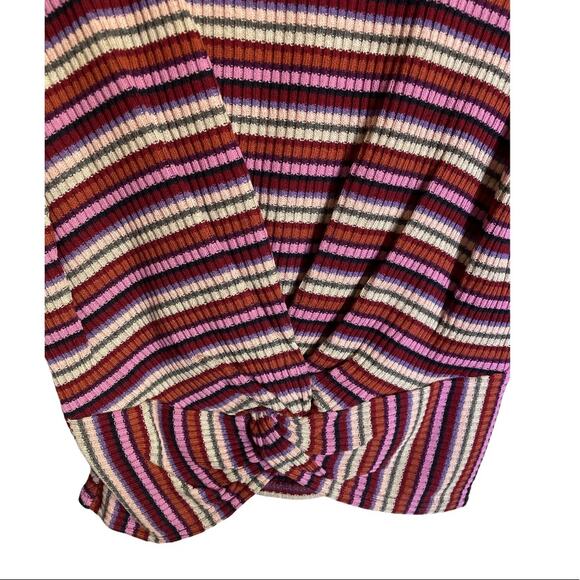 Ginger G Twist knot Ribbed knit Candy Striped Long sleeve Top NEW - Picture 7 of 9